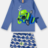 Conjunto de Baño Niño Pez Snorkel Azul UV50+