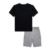 Conjunto niño polera negra + short gris