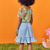 Conjunto Niña Polera Flores y Falda