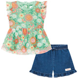 Conjunto Niñita Polera de Flores y Short