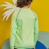 Polera UV Surf Vibes Verde Neón Niños