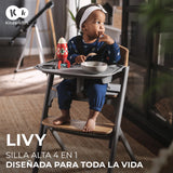 Silla de comer evolutiva LIVY 4 en 1 Wood + Mecedora Calmee - KinderKraft