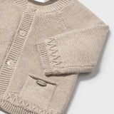 Cardigan Bebé Tejido Color Cereal Cuello Redondo
