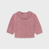Chaleco Tejido Blush Bebé Cuello Volante
