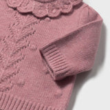Chaleco Tejido Blush Bebé Cuello Volante