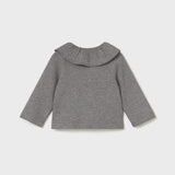 Chaqueta Niña Punto Gris Plata Cuello Volante