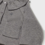 Chaqueta Niña Punto Gris Plata Cuello Volante