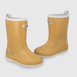 BOTA DE AGUA AMARILLA MOSTAZA RIBETE BLANCO