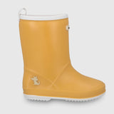 BOTA DE AGUA AMARILLA MOSTAZA RIBETE BLANCO
