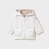 Cortaviento Reversible Blanco Rayas Beige Bebé