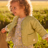 Chaqueta Acolchada Reversible Verde Flowers Niña