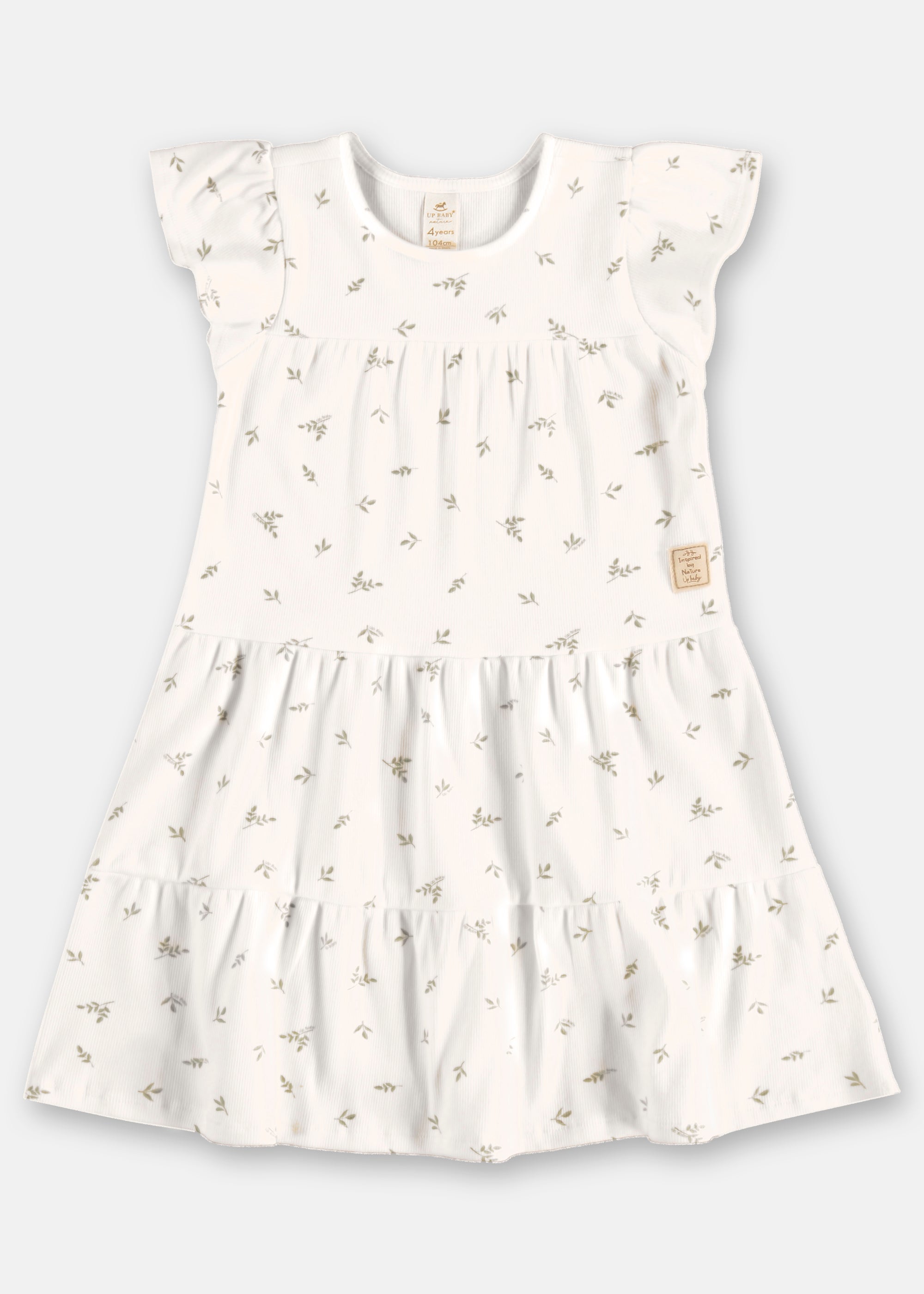 Vestido Infantil Volados Floral – Verde, Rosa y Blanco