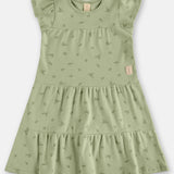 Vestido Infantil Volados Floral – Verde, Rosa y Blanco