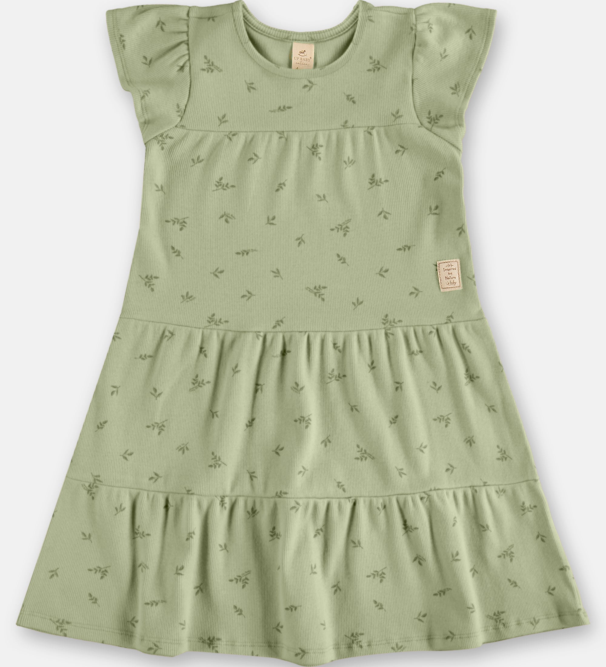 Vestido Infantil Volados Floral – Verde, Rosa y Blanco