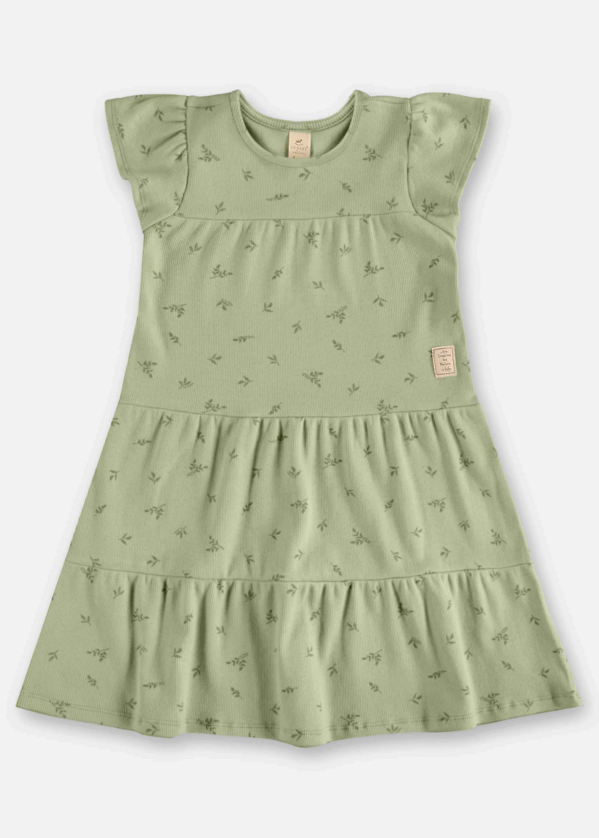 Vestido Infantil Volados Floral – Verde, Rosa y Blanco
