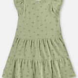 Vestido Infantil Volados Floral – Verde, Rosa y Blanco