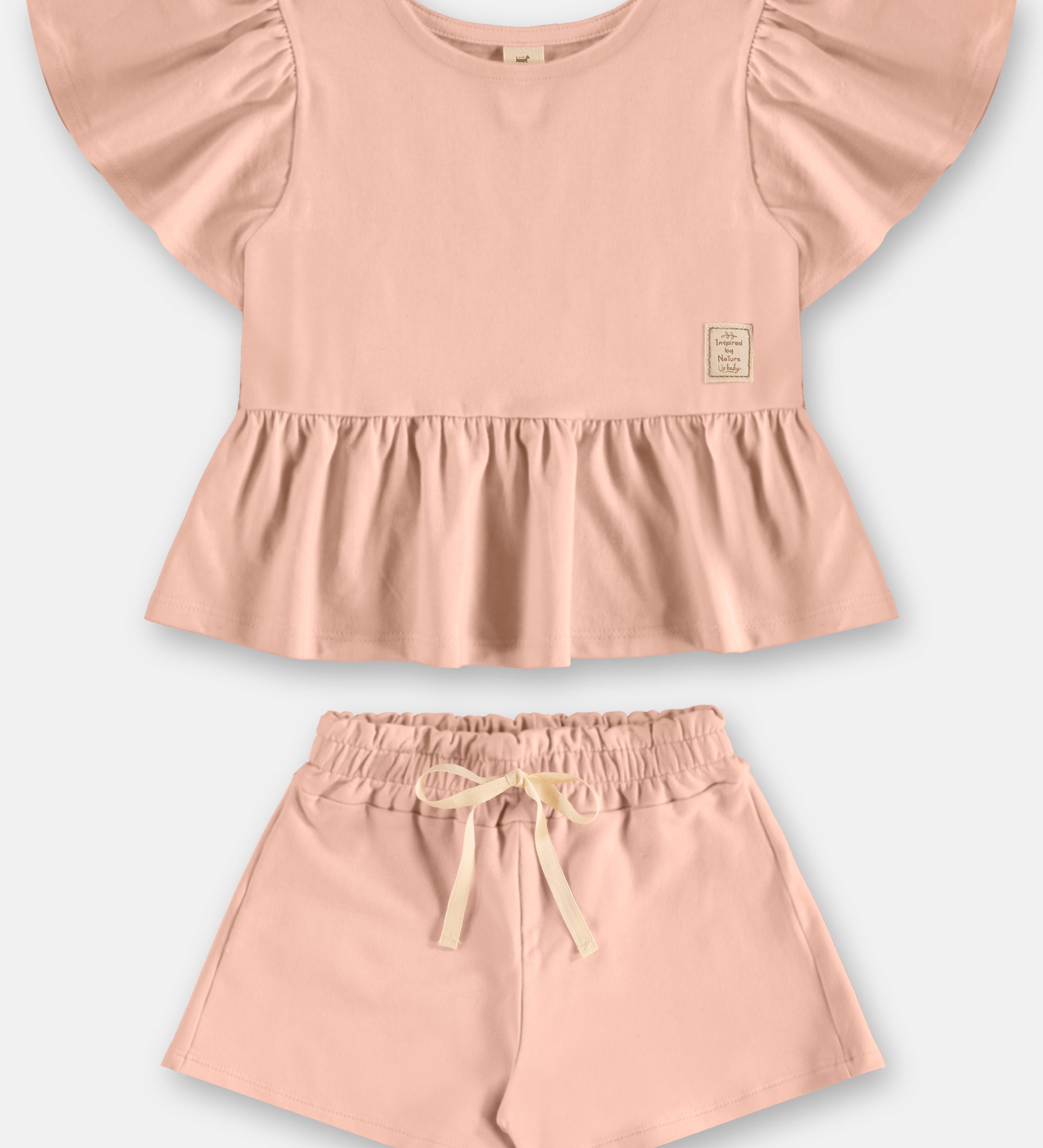 Conjunto Niña Blusa Volados y Short – Rosa y Verde