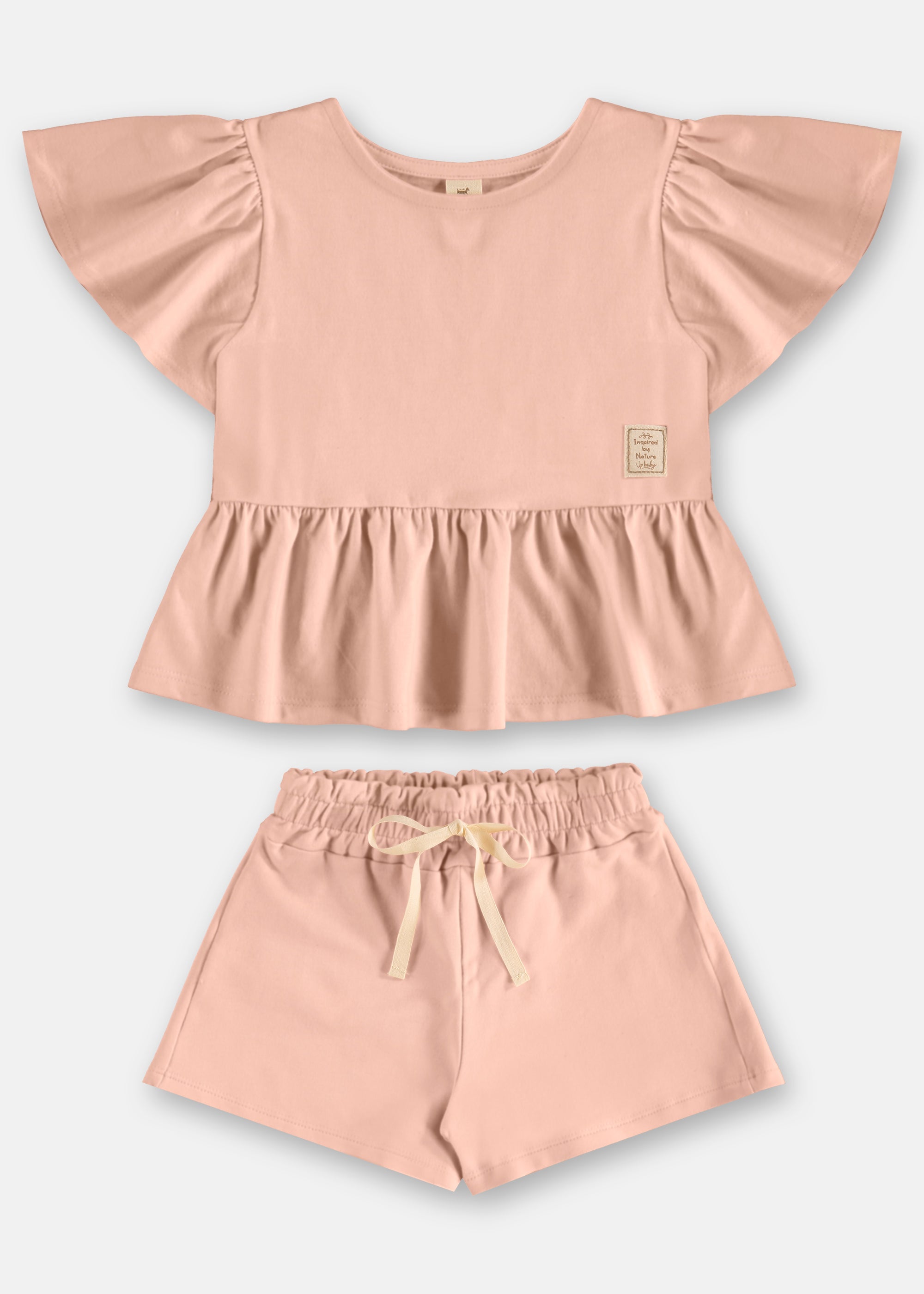 Conjunto Niña Blusa Volados y Short – Rosa y Verde