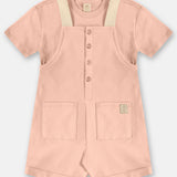 Jardinera Unisex de Algodón con Polera – Rosa y Verde