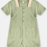 Jardinera Unisex de Algodón con Polera – Rosa y Verde
