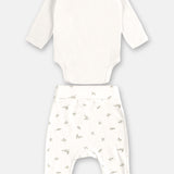 Conjunto Newborn Unisex 100% Algodón – Body + Pantalón “Hello World”
