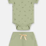 Conjunto Bebé Unisex Verde – Body y Short 100% Algodón