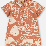 Enterito Lino Estampado Hojas Terracota