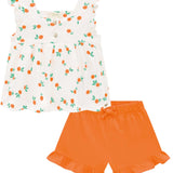 Conjunto blusa y short estampado naranja