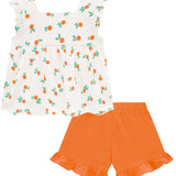 Conjunto blusa y short estampado naranja