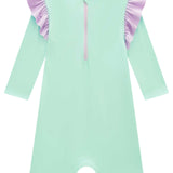 Traje de baño arcoíris con volantes UV50+