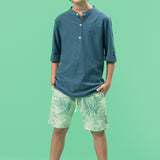 Short Estampado Hojas Tropicales Crudo