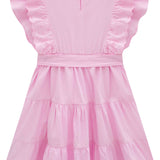 Vestido Rosa con Volantes y Lazo