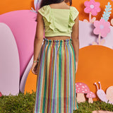 Conjunto Falda Larga Rayas y Crop Top