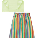 Conjunto Falda Larga Rayas y Crop Top
