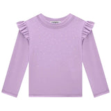 Polera manga larga UV50+ con volantes y brillos