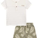 Conjunto Bermuda Hojas y Polera Cuello Redondo