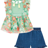 Conjunto Niñita Polera de Flores y Short