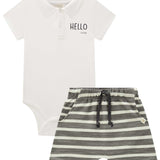 Conjunto 2 Piezas Body Cuello Piqué y Short