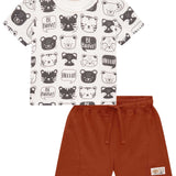 Conjunto Animales y Short Terracota