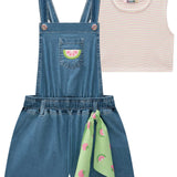 Jardinera Mezclilla Sandía y Crop Top