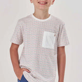 Polera a rayas con bolsillo delantero