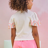 Polera Niña Mangas Arcoíris con Cadena Rosa