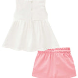 Conjunto Bebé Blusa Volantes + Short Rosado