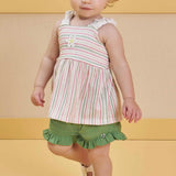 Conjunto Niña Flores y Rayas Verde