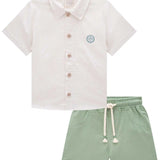 Conjunto Niño Camisa Blanca y Short Verde