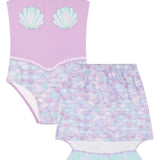 Conjunto Traje de Baño + Falda Cola de Sirena Pastel