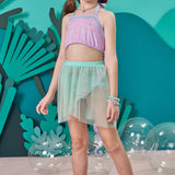 Traje de Baño Sirenita 3 Piezas con Faldita de Tul