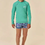 Conjunto Niño UV50+ Camiseta Verde Agua + Sunga Estampada
