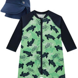 Conjunto Traje de Baño UV Tortugas con Gorro