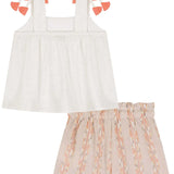 Conjunto niña flores coral verano